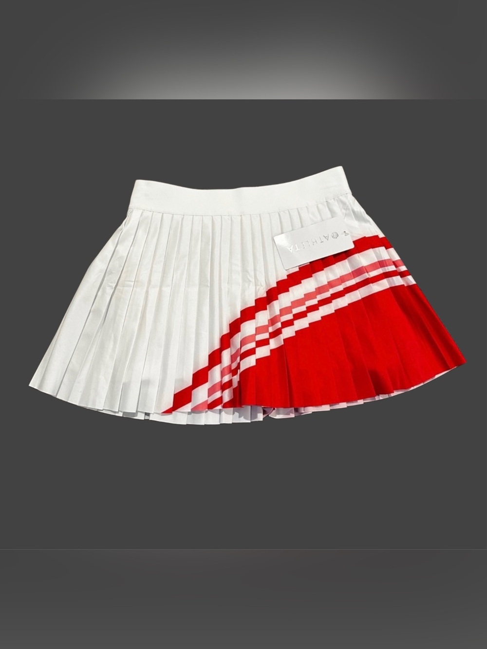 Athleta Match Point Pleated Colorblock Skort Red‎ White L 982542-01 NWT